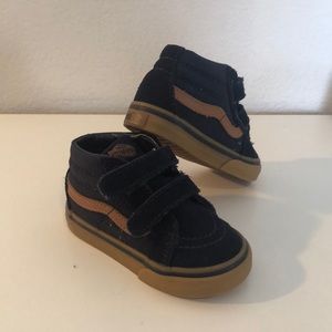 Navy and brown vans